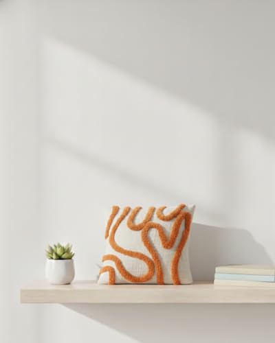 Image of Furnistitchs Premium Decorative Throw Cushion Pillow Cover Boho Home Decor - Living Room Bedroom Couch Sofa Cushion Covers 16 inch x 16 inch (2, Orange Zigzag)