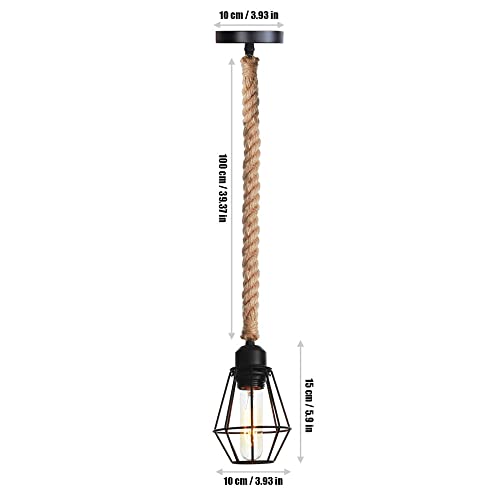 Mini lámpara colgante de estilo industrial con hierro y cáñamo para iluminación interior 7