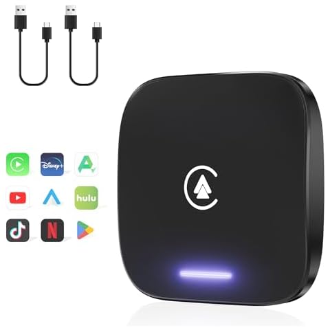 Wireless CarPlay Adapter, Android Auto CarPlay Box Build in Google Play, YouTube, Netflix, Live Sports and More! 4GB+64GB, 8Core Multimedia Video Box with SIM, TF Card for OEM 2016 Wired CarPlay Cars Cover