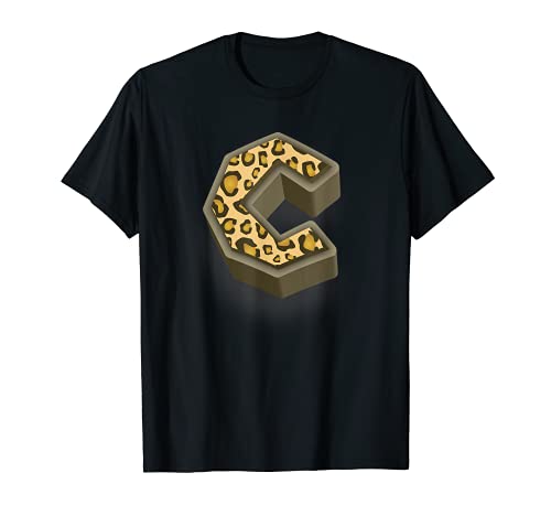 Cute Letter C Initial Name Leopard Cheetah Animal Print Camiseta