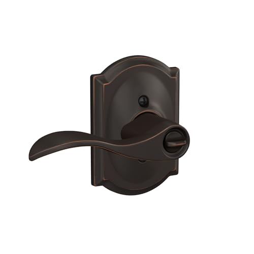Image of Schlage F51A ACC 716 CAM Accent Door Lever with Camelot Trim, Keyed Entry Lock, Aged Bronze
