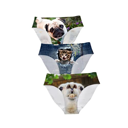 Image of Dellukee Sexy Women Underwear Briefs Breathable Hipster Panty White Alpaca Print