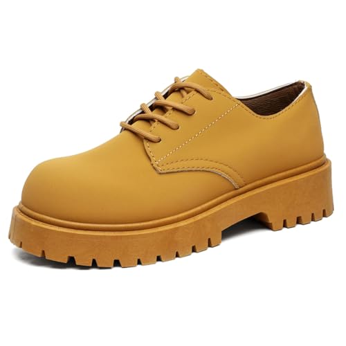 Mens Durable Toe Protective Work Shoes, Oxford Leather, Stylish Dress, Non - Slip, Resistant, Thick - Soled Height - Increasing and Comfortable Casual Walking Shoes for Men