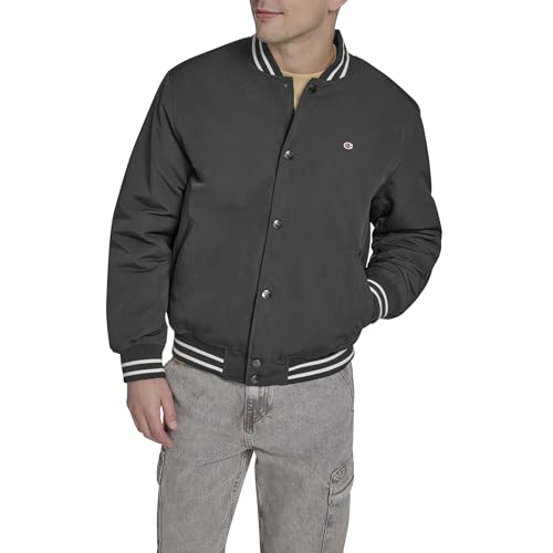 Image of Champion Men's Logo Striped-trim Varsity Jacket