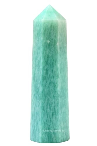 Image of Amazing Gemstone Amazonite Crystal Towers ~ Natural Healing Crystal Point Obelisk for Reiki Healing and Crystal Grid (3 inch to 4 inch INCH)
