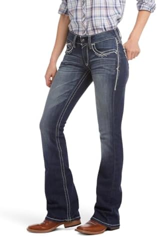 ARIAT Women’s Mid Rise Stretch Entwined Boot Cut Jean Marine