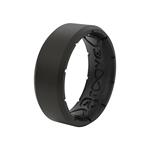 groove life edge silicone ring - breathable rubber wedding rings for men unique design comfort fit ring