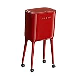 Gralara Mülltonne mit Druckdeckel Inneneimer Und 16L Kapazität Aus PP mit Rollen Funktionaler Papierkorb für Die Mülltrennung für Gesellschaftsraum Arbeitszim, Rot