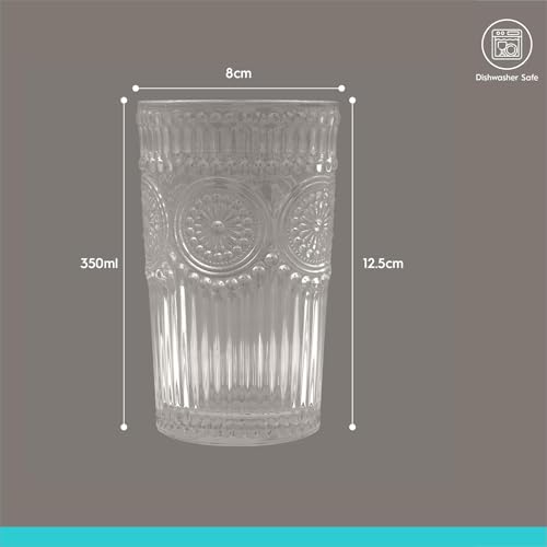 Argon Tableware Amore 12-Piece Glassware Collection - 6 Highball Glasses 350ml & 6 Tumblers 300ml - Elegant Sunflower Design Drinkware for Water, Juice, Whiskey, Cocktails, Dining, Bars & Gatherings - Image 5