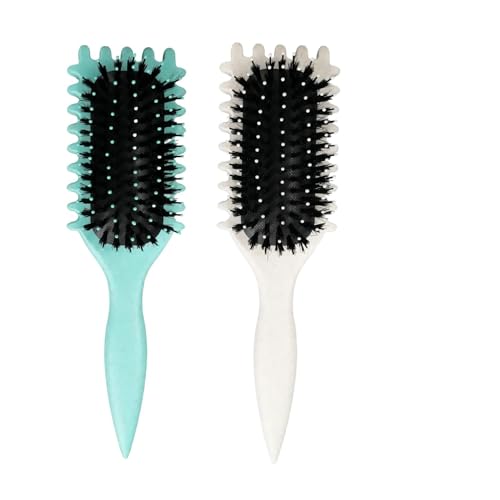 leruiyezs 2 Pcs Cepillo Pelo Rizado Y Peine Pelo Rizado,Verde Y Beige Para Definir Y Peinar Rizos,for Bounce Curl Brush Antitirones Con Cerdas Suaves,Cepillo Para Rizos Para Mujeres Y Hombres
