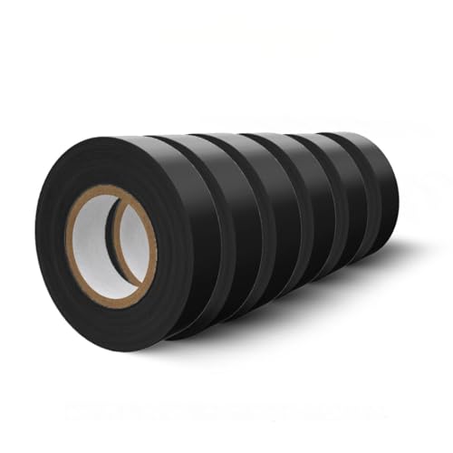 ‌Flame Retardant Black Electrical Tape;7 mil PVC 600V Insulation, Lead-Free & High Temp Resistant,Self-Extinguishing No Molten Drops, 6 Rolls (3/4”x66ft) for Home/Industrial Wiring(Indoor/Outdoor)