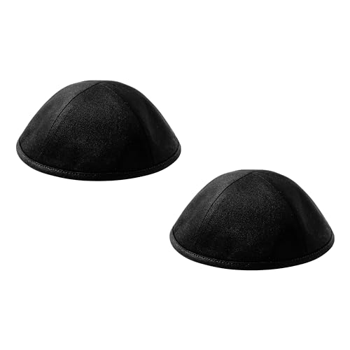 iKippah 2-Pack Cotton 4-Part Yarmulke with Rim (Black Size 9)
