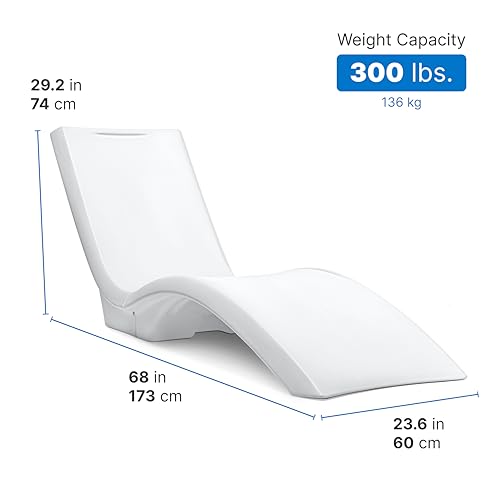 Step2 Vero Pool Lounger, Fade-Resistant, Waterproof Patio Furniture, Pool Lounge Chair for Sun Shelf, Use in Pools with Shelves Up to 9-Inches Deep or Outside Pool Deck, Weighted, White