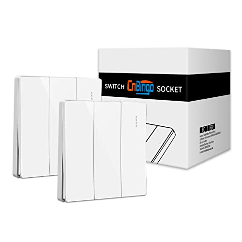 CNBINGO - Paquete de 2 interruptores de botón basculantes grandes con puntos de fósforo, placa de...