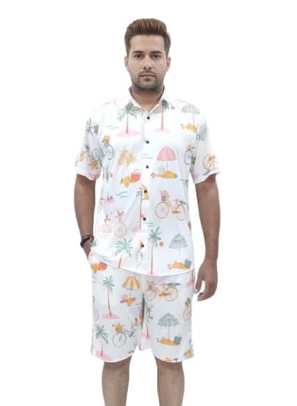 Men’s Multicolor Graphic Printed Co-ord Set | Shirt & Shorts Combo | Summer Casual, Beach & Vacation Outfit for Men-image-27
