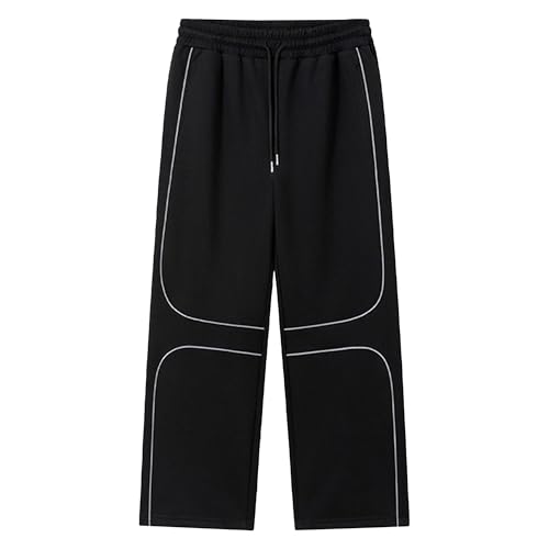 Men's Contrast Piping Sport Pants Stripe Drawstring Straight Leg Sweatpants Baggy Y2K Oversized Track Pants