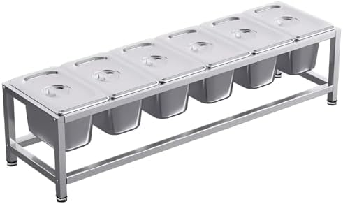 Stainless Steel Spice Container - Multifunctional Pizza Ingredient Station with Removable Dividers, Anti-Slip Feet, Easy to Clean, Perfect for Home Chefs and Pizza Lovers