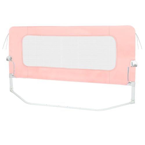Barrera de seguridad para niños, barrera de cama segura, 180 x 70 – 99 cm (rosa flor de cerezo, 1,8 m)