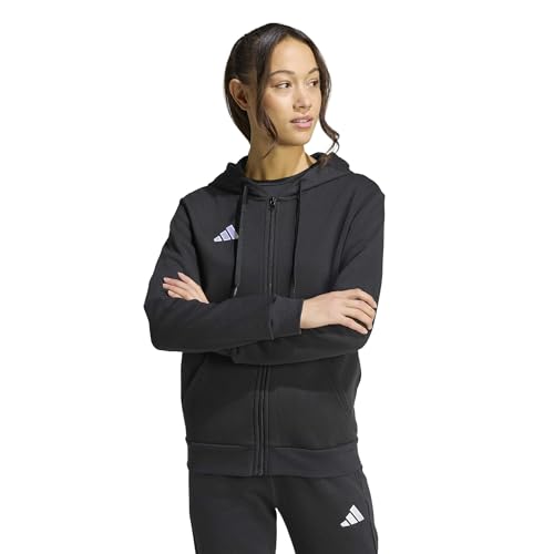 adidas Women's Entrada26 Full Zip Hoodie Women, Black/White, Large