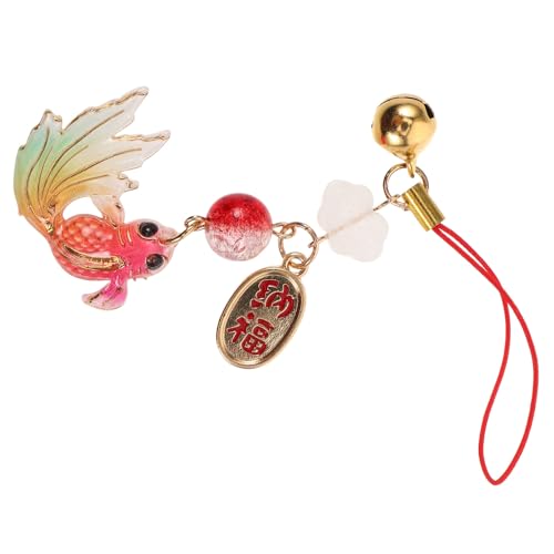 VALICLUD Porte-Clés Chinois Carpe Koï en Métal Argenté Pendentif Paquet et Breloque Téléphone Portable Ornement Poisson Rouge Feng Shui pour Décoration...