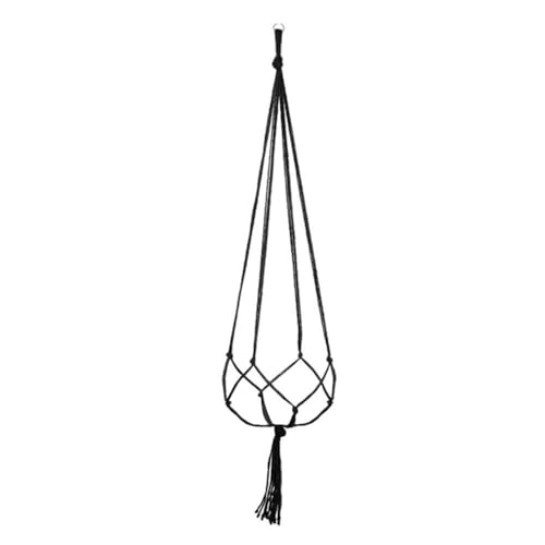 Makramee Pflanzenhänger mit Quaste, Makramee Pflanzenhänger Indoor Hanging Planter, Geflochtenes Seil Blumenampel für Pflanzen oder Boho Home Decor 90cm (Schwarz)