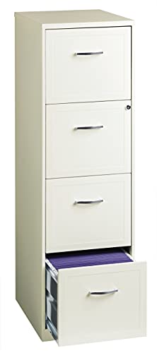 Space Solutions Deep Vertical 18" 4-Drawer Metal File Cabinet, Black, Pearl White #TOP2