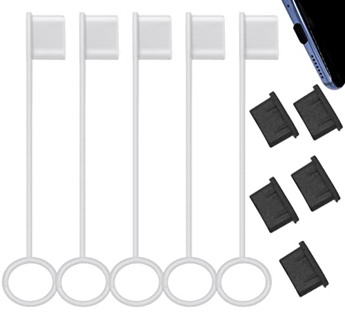 5 Stück USB-C-Kabelabdeckung mit 5 Stück USB-C-Staubschutzkappen, Silikon, Anti-Staub, USB-C-Port, Steckkappen mit Staub- und Oxidationsschutz, kompatibel mit Typ-C-Ladeanschlussgeräten