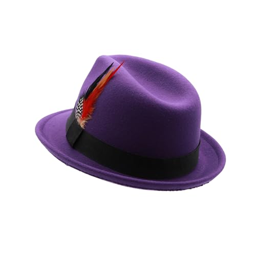 Image of Unisex Trilby Hats Classic Fedora Hats for Women Men Dress Hats Felt Short Brim Fedoras Hat Panama Hat with Band