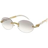 FLAWLESS EYEWEAR Retro Wood Buffs Vintage Style Rhinestone Decorated Clear Lens Sunglasses for Women & Men Luxury Glasses Fashion Crystal Shades (Gold Marble/Clear Tint)