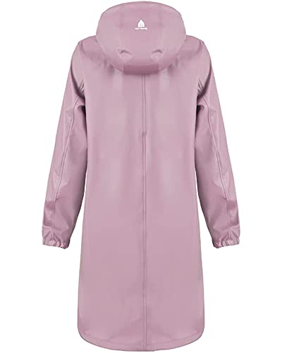 Peter Patter Damen Regenjacke Regenmantel Softshelljacke Friesennerz Parka PU Windbreaker mit Kapuze wasserdicht, Rosa, L