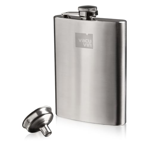 Image of VacuVin Brushed Steel Hip Flask and Funnel