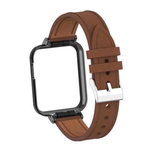 T-BLUER Compatibile Con Xiaomi Mi Watch Lite/Redmi Watch Lite Bracciali,Accessori Per Cinturino In Pelle Di Ricambio Con Telaio In Metallo Per Redmi Watch Lite Fitness Tracker,Marrone - 6