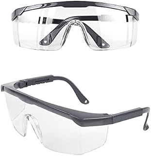 Safety Goggles,2 Pcs Wrap Around Safty Glasses Anti-Fog Protective Goggles Blue Frames Eye goggles protectionfor Kids adult Eye Protection with Clear Thicker PC Lenses For Outdoor Activities Black