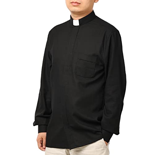BPURB Camisa de Clero con Cuello Romano para Hombre para Sacerdote, Pastor, Predicador, Ministro, Ideal para Disfraz de Iglesia, Manga Larga, 50 Cover