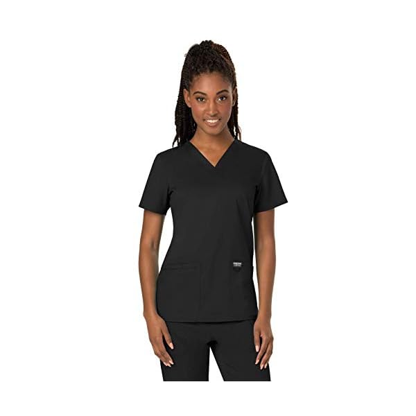 Cherokee-Workwear-Revolution-Womens-V-Neck-Scrub-Top Cherokee Women's V-Neck Top, Black, Large