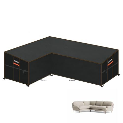 HEIMUNI Funda para Sofa en Forma de L, Funda Sofá Esquina Jardin Funda Sofa Exterior Impermeable Forma de L, Funda Protectora Sofá Exterior Esquina Funda Muebles Jardin en L (210x260x90x80/65cm)
