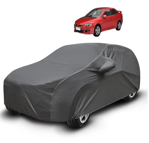 Image of Auto Hub Waterproof Car Cover Compatible with Lancer with Mirror Pockets, Soft Cotton Lining, Lancer Car Cover Waterproof, Grey