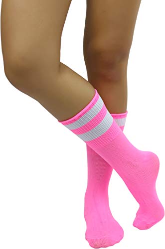 Image of ToBeInStyle Women's Acrylic Ankle Hi With Double Stripe Top Crew Fun Athletic Socks