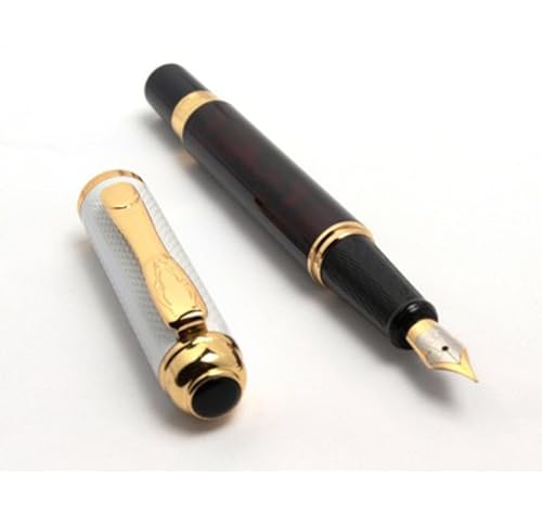 Image of Lestylo Dikawen 821 Silver Mesh Heavy Metal Body Signature Series With Gold Plated Trims Fountain Pen