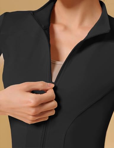 VIEWON Women's Running Slim Full Zipper Stand-up Collar Fitness Casual Short Sleeve Sports Workout Jacket3