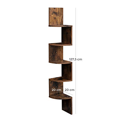 VASAGLE hoekplank, wandplank met 5 planken, zwevende plank, voor keuken, slaapkamer, woonkamer, studeerkamer, kantoor… - Image 8