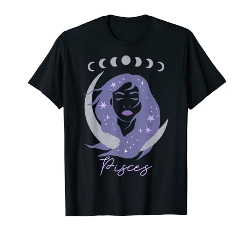 Piscis Zodiaco Celestial Fase Lunar Estrella Astrología Witchcore Camiseta