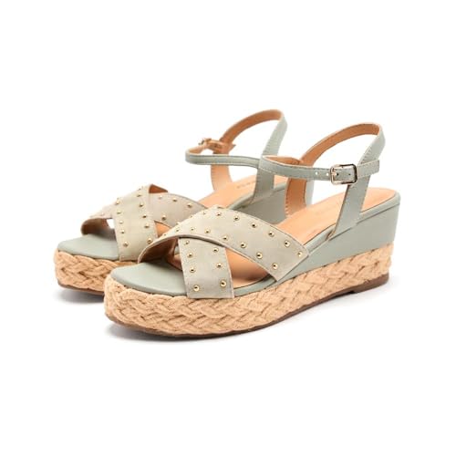 Sandales en cuir et compensées d'exception en raphia de la collection Gilsum