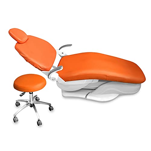 Dental Chair Covers Lycra Fabric Dental Unit Covers Seat Cover Elastic Protective Case Protector Dentist Equipment 4 pcs/Set (M, Orange)
