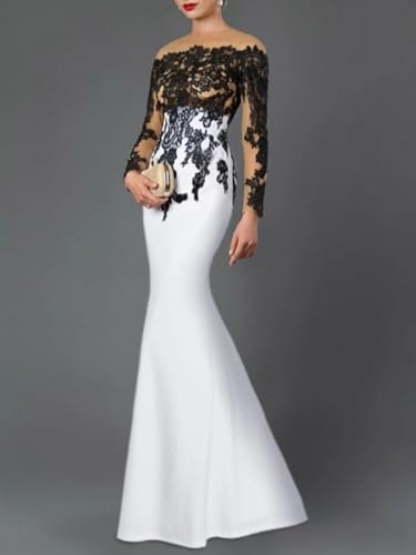 Mermaid/Trumpet Elegant Evening Dress Wedding Guest Dress Jewel Neck 3/4 Length Sleeve Floor Length Appliques 20242