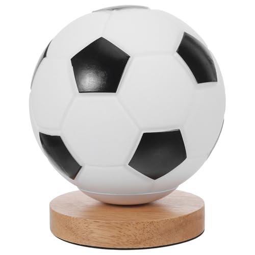Zerodeko Lámpara de Mesa con Diseño Deportivo de Balón de Fútbol, Base de Madera Resistente y Luz LED Suave para Mesita de Noche en Dormitorio u Oficina