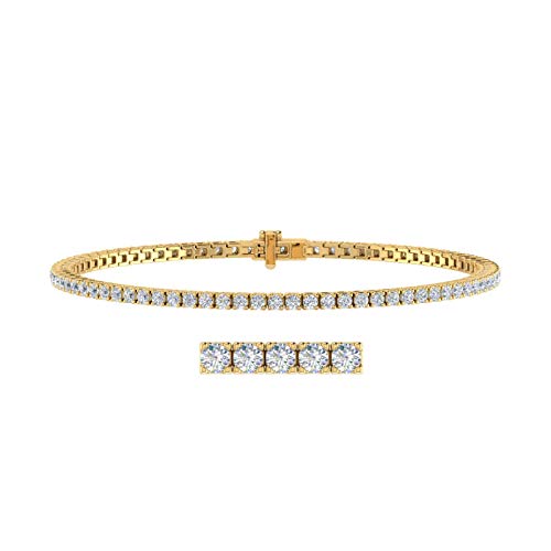 Image of 2 to 7 Carat Natural Diamond Tennis Bracelet for Women in 14K Gold (7 Inch) - IGI Certified (I1-I2 Clarity)