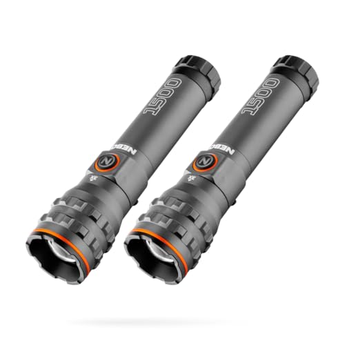 NEBO 1500 Lumen 2-Pack EDC Flashlight | USB-C Rechargeable LED 4 Light Modes 3X Zoom 14 Hour Run Time Portable & Everday Carry IPX7 Waterproof Smart Power Control
