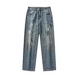 Men's Distressed Denim | High Street Vintage | Paint Splatter Wide Leg Casual