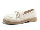 Haloumoning Girls Loafer Platform Chunky Slip On Dress Shoes Bow Tassle School Uniform Oxford Shoes (Little...